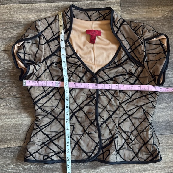 JS Collection Black Mesh over Nude Formal Evening Wear Top Sz 10 - Picture 8 of 8